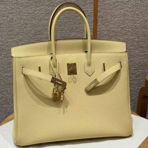 Hermes Birkin 30 Bag Handmade In Togo Calfskin Leather Gold Hardware 1Z Jaune Poussin - Image 11
