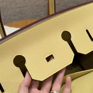 Hermes Birkin 30 Bag Handmade In Togo Calfskin Leather Gold Hardware 1Z Jaune Poussin - Image 7