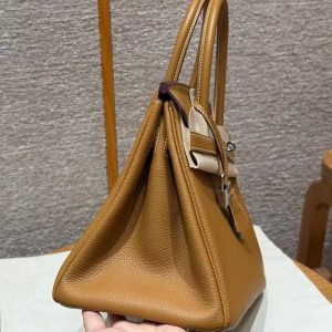 Hermes Birkin 30 Bag Handmade In Togo Calfskin Leather Silver Hardware 21 Natural Sable - Image 20