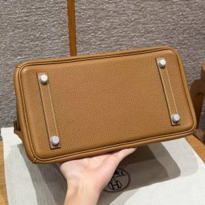 Hermes Birkin 30 Bag Handmade In Togo Calfskin Leather Silver Hardware 21 Natural Sable - Image 18