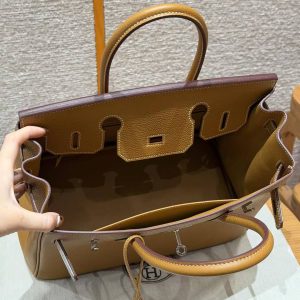 Hermes Birkin 30 Bag Handmade In Togo Calfskin Leather Silver Hardware 21 Natural Sable - Image 17