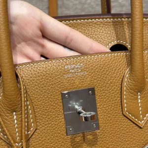 Hermes Birkin 30 Bag Handmade In Togo Calfskin Leather Silver Hardware 21 Natural Sable - Image 16