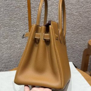 Hermes Birkin 30 Bag Handmade In Togo Calfskin Leather Silver Hardware 21 Natural Sable - Image 11