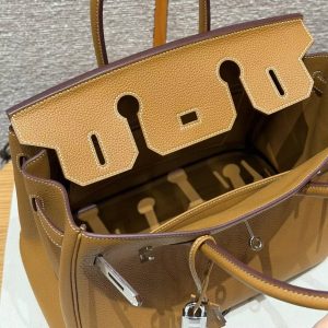 Hermes Birkin 30 Bag Handmade In Togo Calfskin Leather Silver Hardware 21 Natural Sable - Image 10