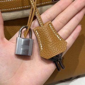 Hermes Birkin 30 Bag Handmade In Togo Calfskin Leather Silver Hardware 21 Natural Sable - Image 7