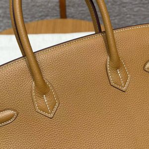 Hermes Birkin 30 Bag Handmade In Togo Calfskin Leather Silver Hardware 21 Natural Sable - Image 4