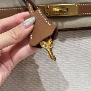 Hermes Birkin 30 Bag Handmade In Swift Calfskin Leather And Canvas Gold Hardware 37 Gold - Image 14