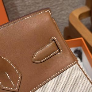 Hermes Birkin 30 Bag Handmade In Swift Calfskin Leather And Canvas Gold Hardware 37 Gold - Image 12