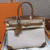 Hermes Birkin 30 Bag Handmade In Swift Calfskin Leather And Canvas Gold Hardware 37 Gold