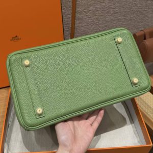 Hermes Birkin 30 Bag Handmade In Togo Calfskin Leather Gold Hardware 3i Vert Criquent - Image 17