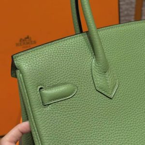 Hermes Birkin 30 Bag Handmade In Togo Calfskin Leather Gold Hardware 3i Vert Criquent - Image 15