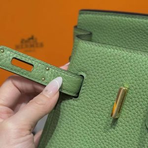 Hermes Birkin 30 Bag Handmade In Togo Calfskin Leather Gold Hardware 3i Vert Criquent - Image 5