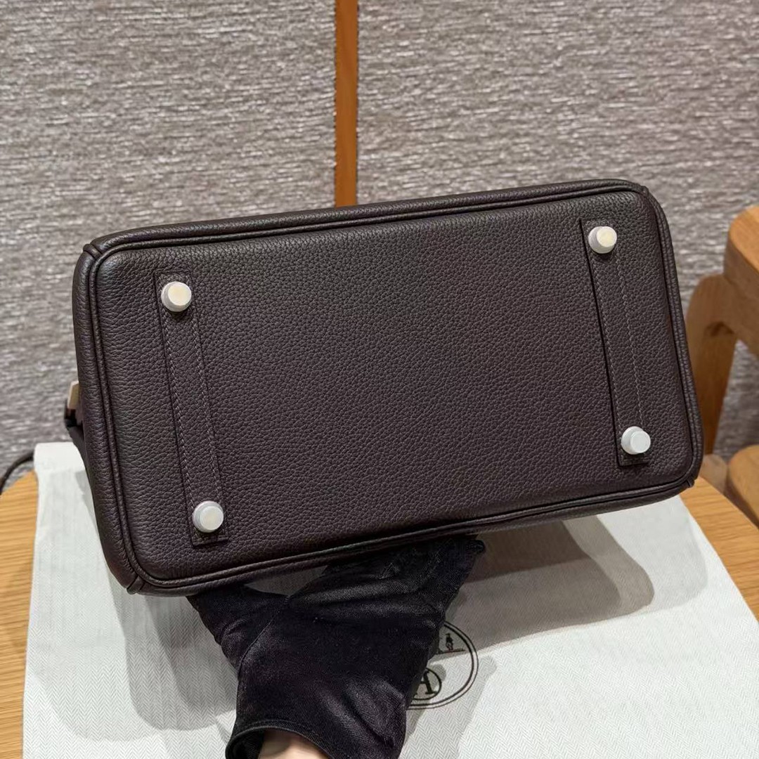 Hermes Birkin 30 Bag Handmade In Togo Calfskin Leather Niloticus Crocodile Leather Gold Hardware 47 Chocolate 33 Miel - Image 19