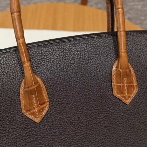 Hermes Birkin 30 Bag Handmade In Togo Calfskin Leather Niloticus Crocodile Leather Gold Hardware 47 Chocolate 33 Miel - Image 6