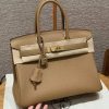 Hermes Birkin 30 Bag Handmade In Togo Calfskin Leather Gold Hardware 4B Biscuit