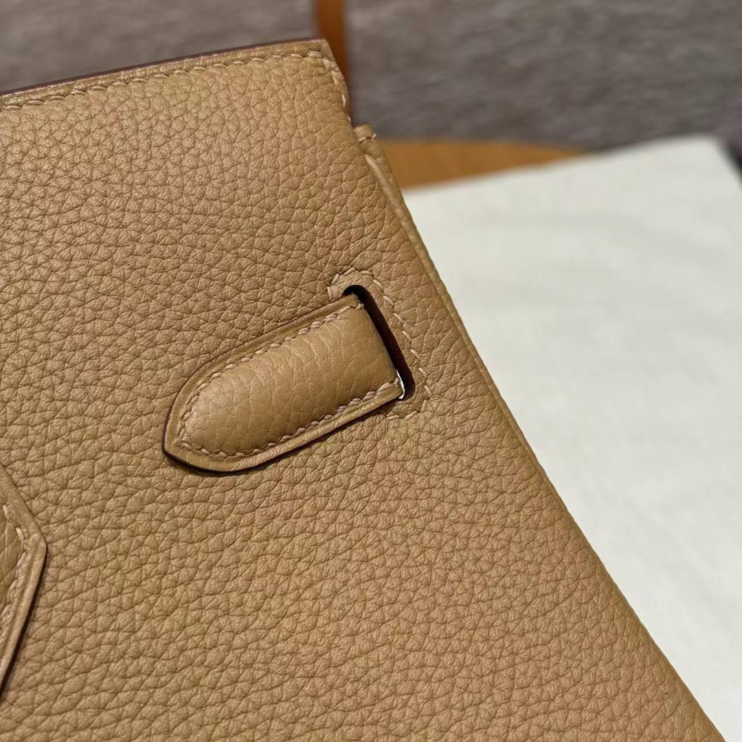 Hermes Birkin 30 Bag Handmade In Togo Calfskin Leather Gold Hardware 4B Biscuit - Image 14