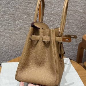 Hermes Birkin 30 Bag Handmade In Togo Calfskin Leather Gold Hardware 4B Biscuit - Image 12