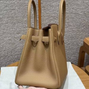 Hermes Birkin 30 Bag Handmade In Togo Calfskin Leather Gold Hardware 4B Biscuit - Image 11