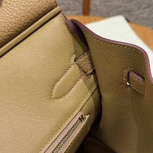 Hermes Birkin 30 Bag Handmade In Togo Calfskin Leather Gold Hardware 4B Biscuit - Image 3