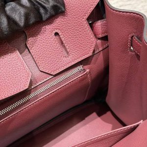 Hermes Birkin 30 Bag Handmade In Togo Calfskin Leather Silver Hardware 55 Rouge H - Image 12