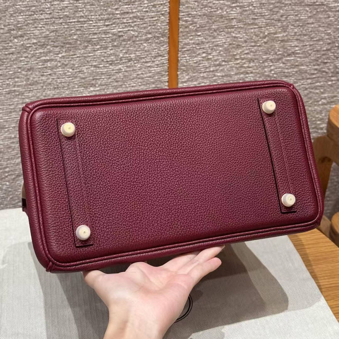 Hermes Birkin 30 Bag Handmade In Togo Calfskin Leather Gold Hardware 57 Bordeaux - Image 16