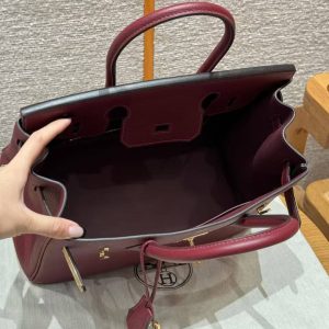 Hermes Birkin 30 Bag Handmade In Togo Calfskin Leather Gold Hardware 57 Bordeaux - Image 15