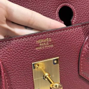 Hermes Birkin 30 Bag Handmade In Togo Calfskin Leather Gold Hardware 57 Bordeaux - Image 14