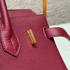 Hermes Birkin 30 Bag Handmade In Togo Calfskin Leather Gold Hardware 57 Bordeaux - Image 12