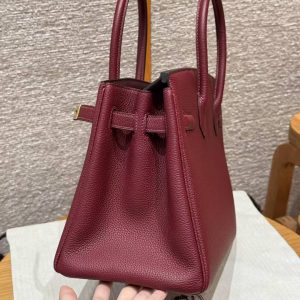 Hermes Birkin 30 Bag Handmade In Togo Calfskin Leather Gold Hardware 57 Bordeaux - Image 9