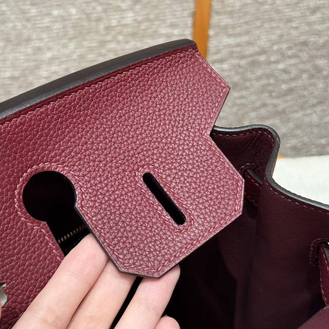 Hermes Birkin 30 Bag Handmade In Togo Calfskin Leather Gold Hardware 57 Bordeaux - Image 7