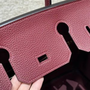 Hermes Birkin 30 Bag Handmade In Togo Calfskin Leather Gold Hardware 57 Bordeaux - Image 6