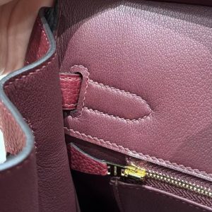 Hermes Birkin 30 Bag Handmade In Togo Calfskin Leather Gold Hardware 57 Bordeaux - Image 4