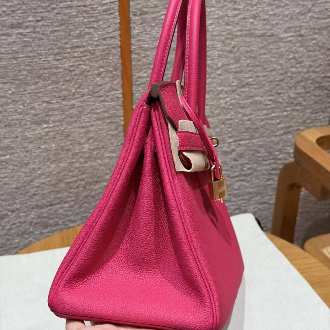 Hermes Birkin 30 Bag Handmade In Togo Calfskin Leather Gold Hardware 5J Fuchia - Image 18