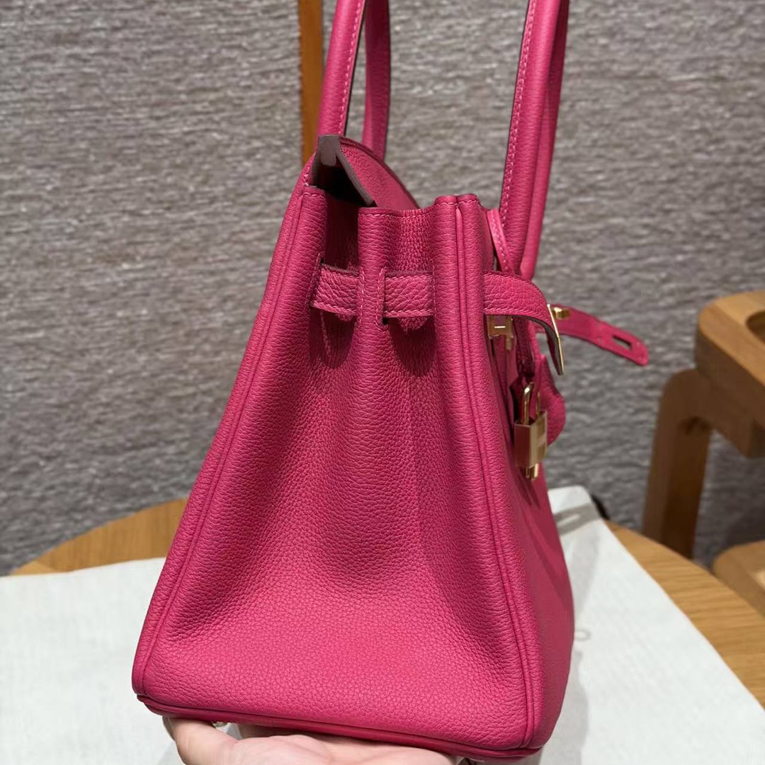 Hermes Birkin 30 Bag Handmade In Togo Calfskin Leather Gold Hardware 5J Fuchia - Image 9