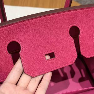 Hermes Birkin 30 Bag Handmade In Togo Calfskin Leather Gold Hardware 5J Fuchia - Image 7