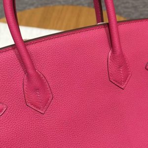 Hermes Birkin 30 Bag Handmade In Togo Calfskin Leather Gold Hardware 5J Fuchia - Image 4