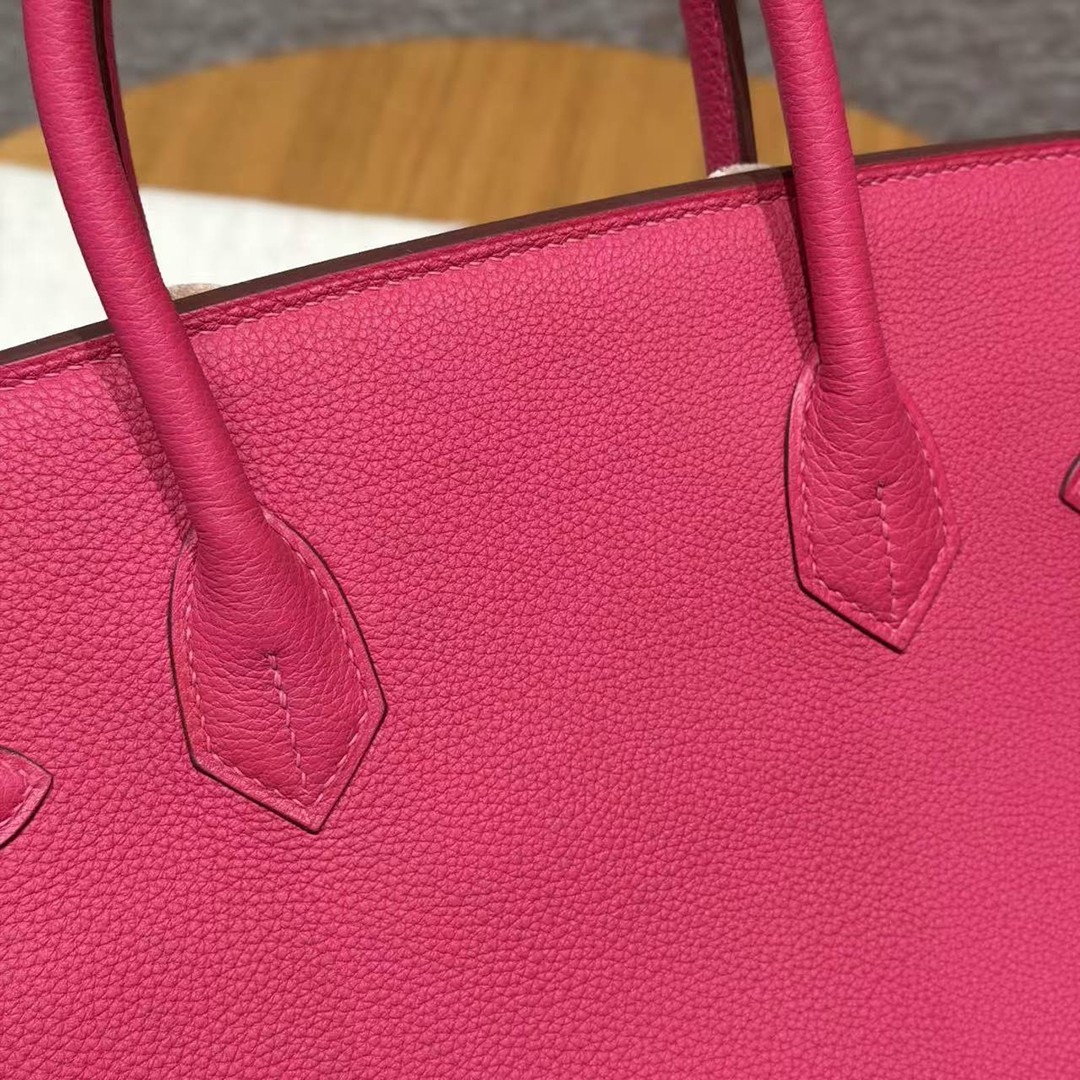 Hermes Birkin 30 Bag Handmade In Togo Calfskin Leather Gold Hardware 5J Fuchia - Image 4