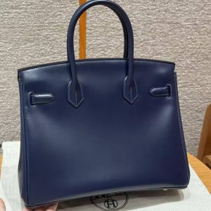 Alternative view of Hermes Birkin 30 Bag Handmade In Box Calfskin Leather Gold Hardware 73 Blue Saphir