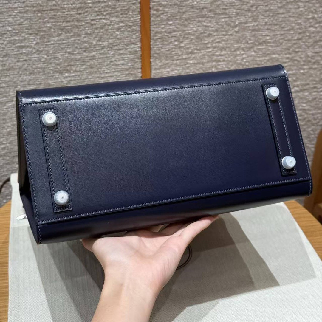 Hermes Birkin 30 Bag Handmade In Box Calfskin Leather Silver Hardware 73 Blue Saphir - Image 16