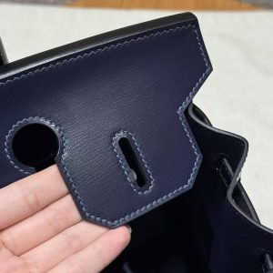 Hermes Birkin 30 Bag Handmade In Box Calfskin Leather Silver Hardware 73 Blue Saphir - Image 10