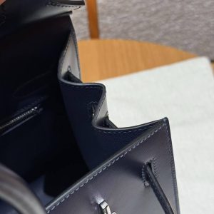 Hermes Birkin 30 Bag Handmade In Box Calfskin Leather Silver Hardware 73 Blue Saphir - Image 8