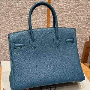 Alternative view of Hermes Birkin 30 Bag Handmade In Togo Calfskin Leather Silver Hardware 7c Cobalt