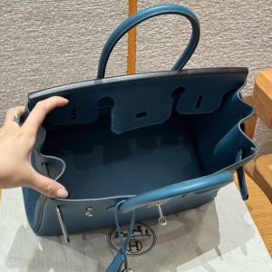 Hermes Birkin 30 Bag Handmade In Togo Calfskin Leather Silver Hardware 7c Cobalt - Image 18