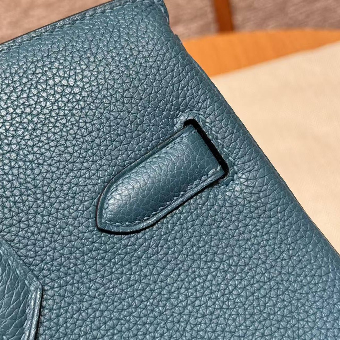 Hermes Birkin 30 Bag Handmade In Togo Calfskin Leather Silver Hardware 7c Cobalt - Image 13