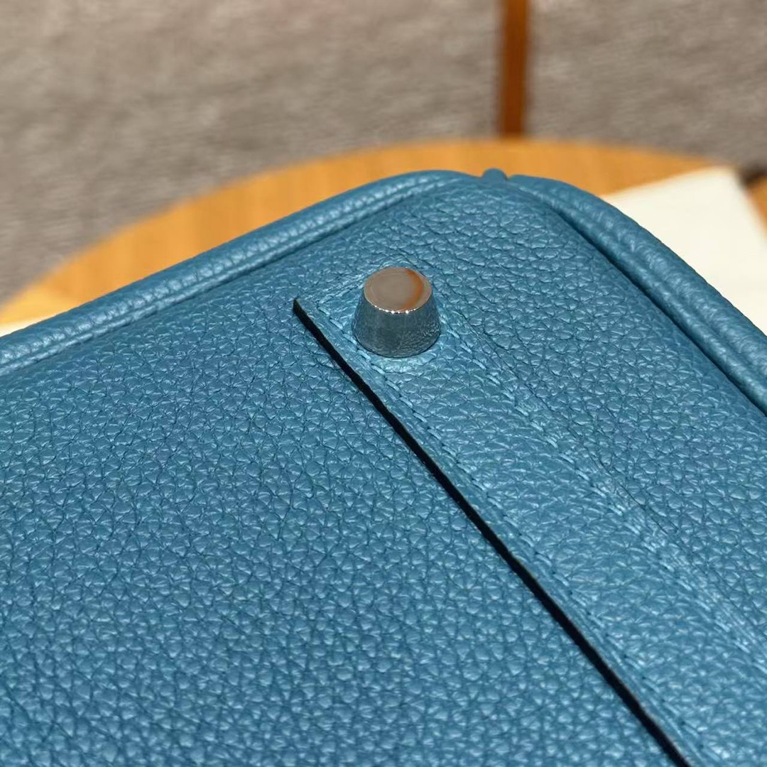 Hermes Birkin 30 Bag Handmade In Togo Calfskin Leather Silver Hardware 7c Cobalt - Image 12