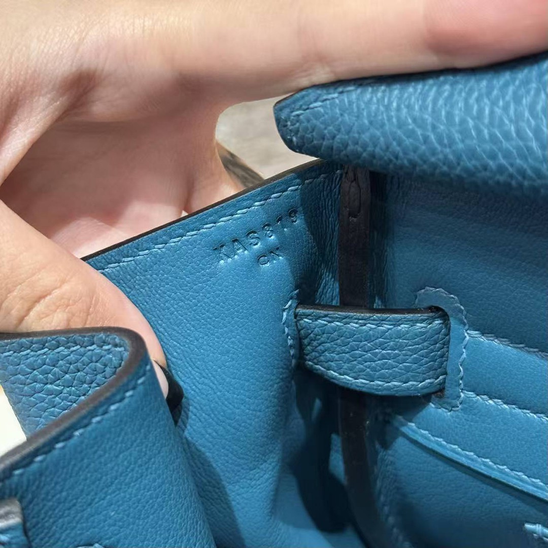 Hermes Birkin 30 Bag Handmade In Togo Calfskin Leather Silver Hardware 7c Cobalt - Image 7