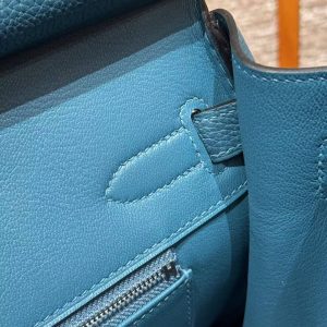 Hermes Birkin 30 Bag Handmade In Togo Calfskin Leather Silver Hardware 7c Cobalt - Image 6