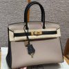 Hermes Birkin 30 Bag Handmade In Togo Calfskin Leather Gold Hardware 81 Gris Tourterelle 89 Noir