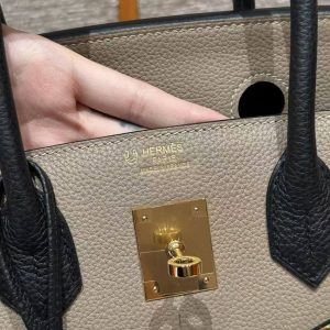 Hermes Birkin 30 Bag Handmade In Togo Calfskin Leather Gold Hardware 81 Gris Tourterelle 89 Noir - Image 14
