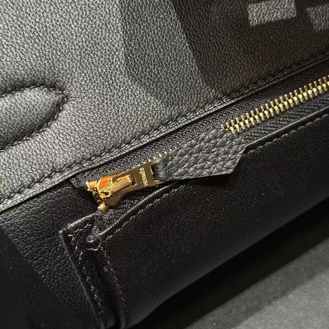 Hermes Birkin 30 Bag Handmade In Togo Calfskin Leather Gold Hardware 81 Gris Tourterelle 89 Noir - Image 7